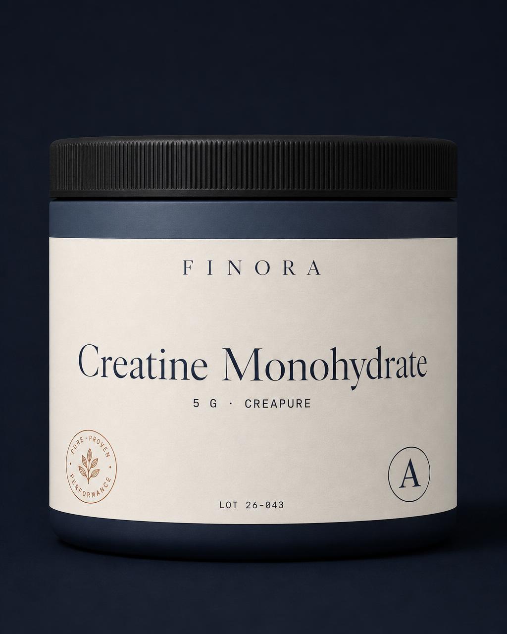Creatine Monohydrate — 5 g · Creapure® — FINORA Performance amber glass bottle