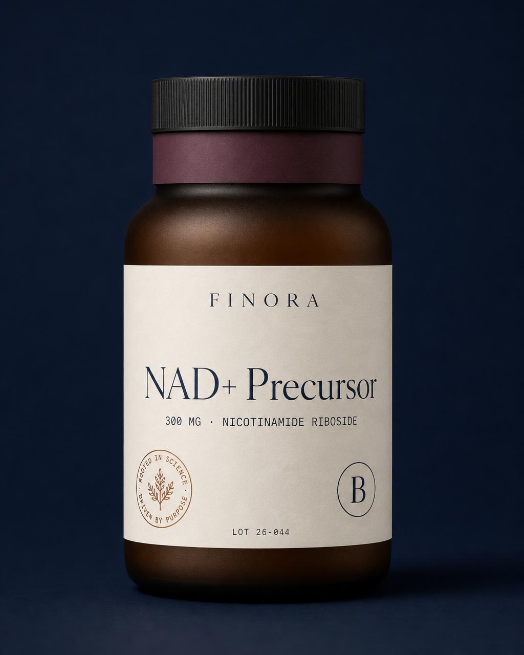 NAD+ Precursor — 300 mg · Nicotinamide Riboside — FINORA FINORA Vita amber glass bottle