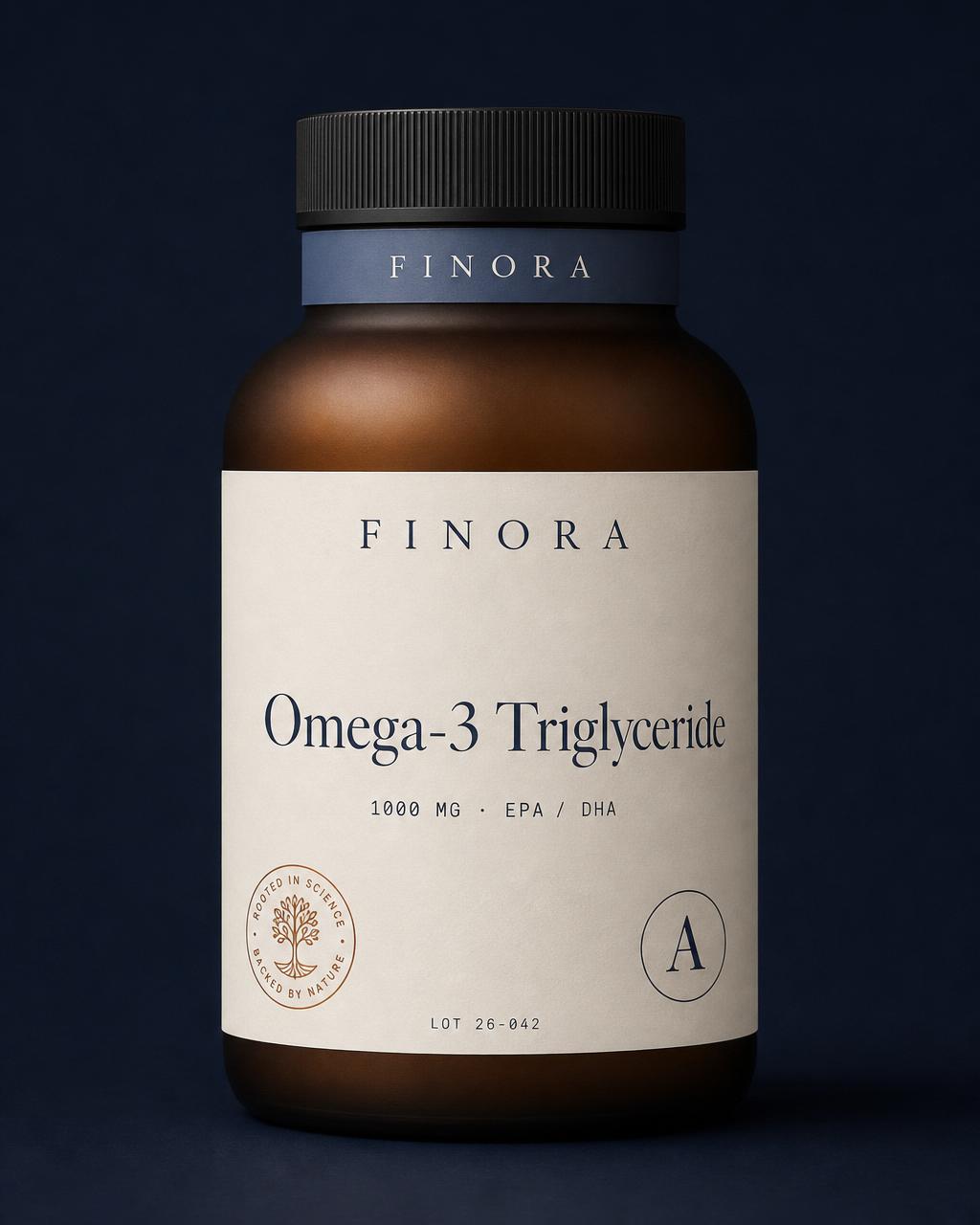 Omega-3 Triglyceride — 1000 mg EPA/DHA — FINORA FINORA Performance amber glass bottle